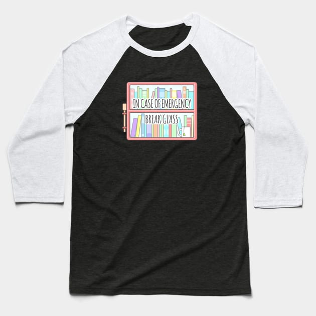 Emergency Bookshelf Baseball T-Shirt by sombrasblancas